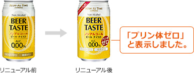 「プリン体ゼロ」と表示しました。