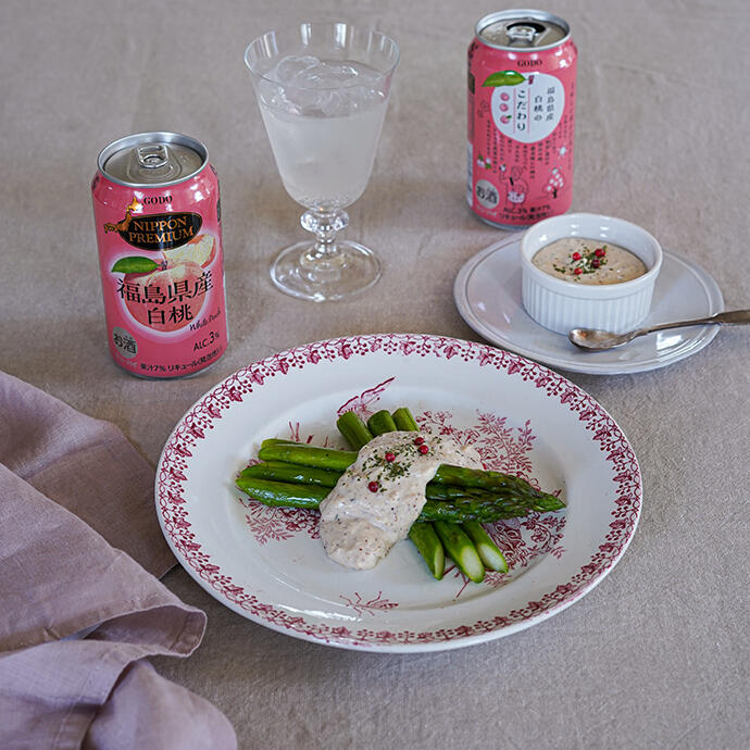 アスパラガスのツナムースかけ